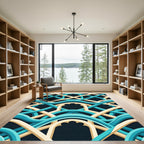 Teal and Cream Intertwined Arch Rug