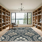 Ornate Ivory Floral Laurel Swirl Rug