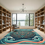 Aztec Sun Medallion Ocean Waves Rug