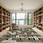 Woven Tan Gray Interlocking Bands Rug