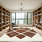 Earthy Ochre Geometric Tribal Diamond Array Rug
