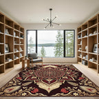 Crimson Gold Floral Medallion Rug