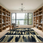 Minimalist Forest Pine Woodland Landscape Rug