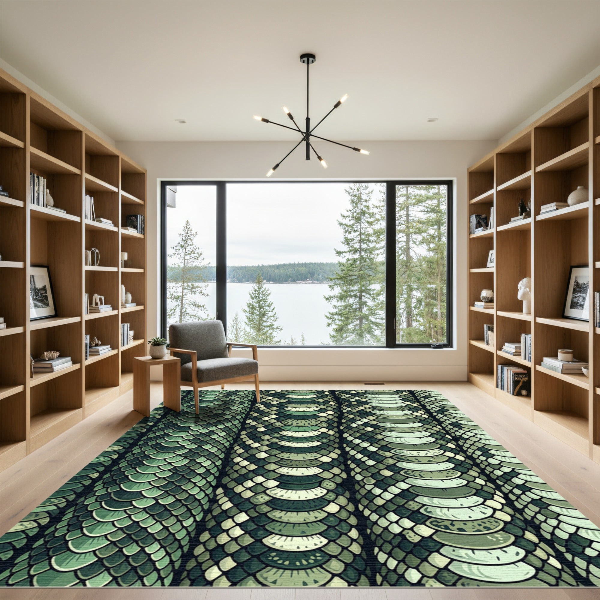 Sage Green Serpent Reptile Scale Rug