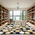 Golden Cream Hexagon Cluster Rug