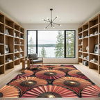 Art Deco Sunburst Fan Coral Rug