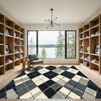 Sophisticated Charcoal and Cream Argyle Geometric Rug
