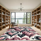 Watercolor Crimson Hearts Swirl Rug