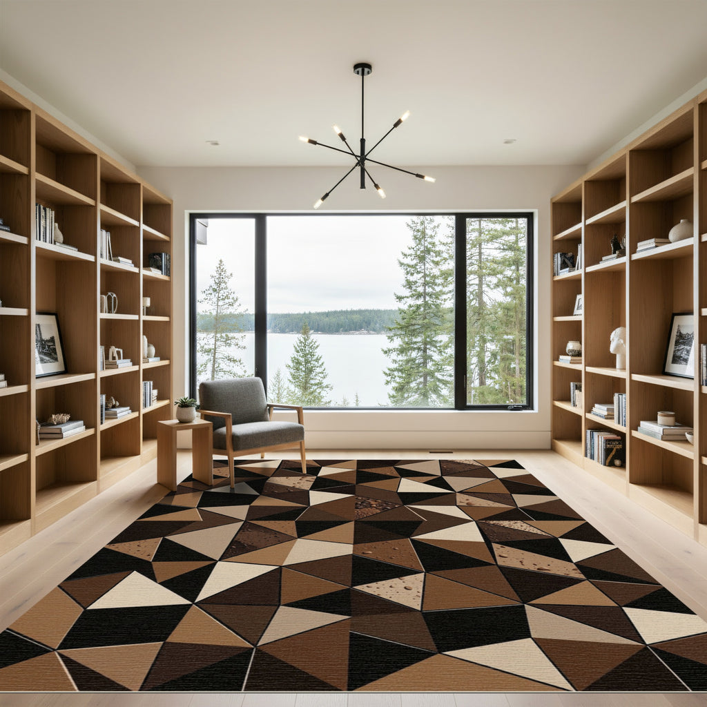 Geometric Triangles Abstract Chocolate Brown Rug