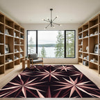 Crimson Sharp Starburst Geometric Composition Rug