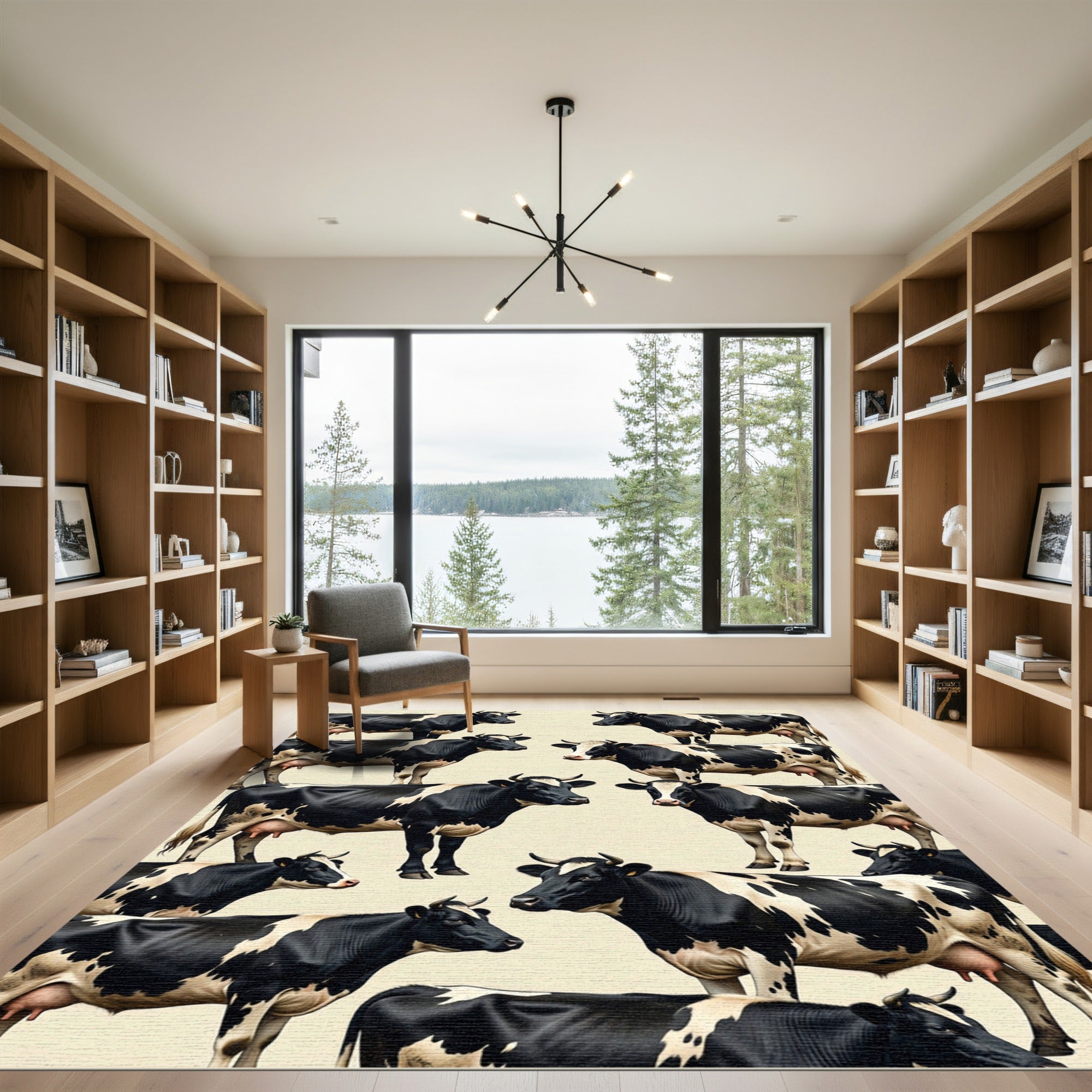 Black and White Holstein Cow Herd Rug