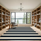 Classic Navy Cream Stripe Rug