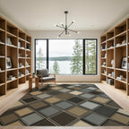 Contemporary Earth Tone Geometric Square Rug