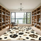 Brown Black Pebble Abstract Shapes Rug