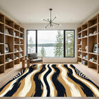 Modern Golden Black Zebra Stripe Rug