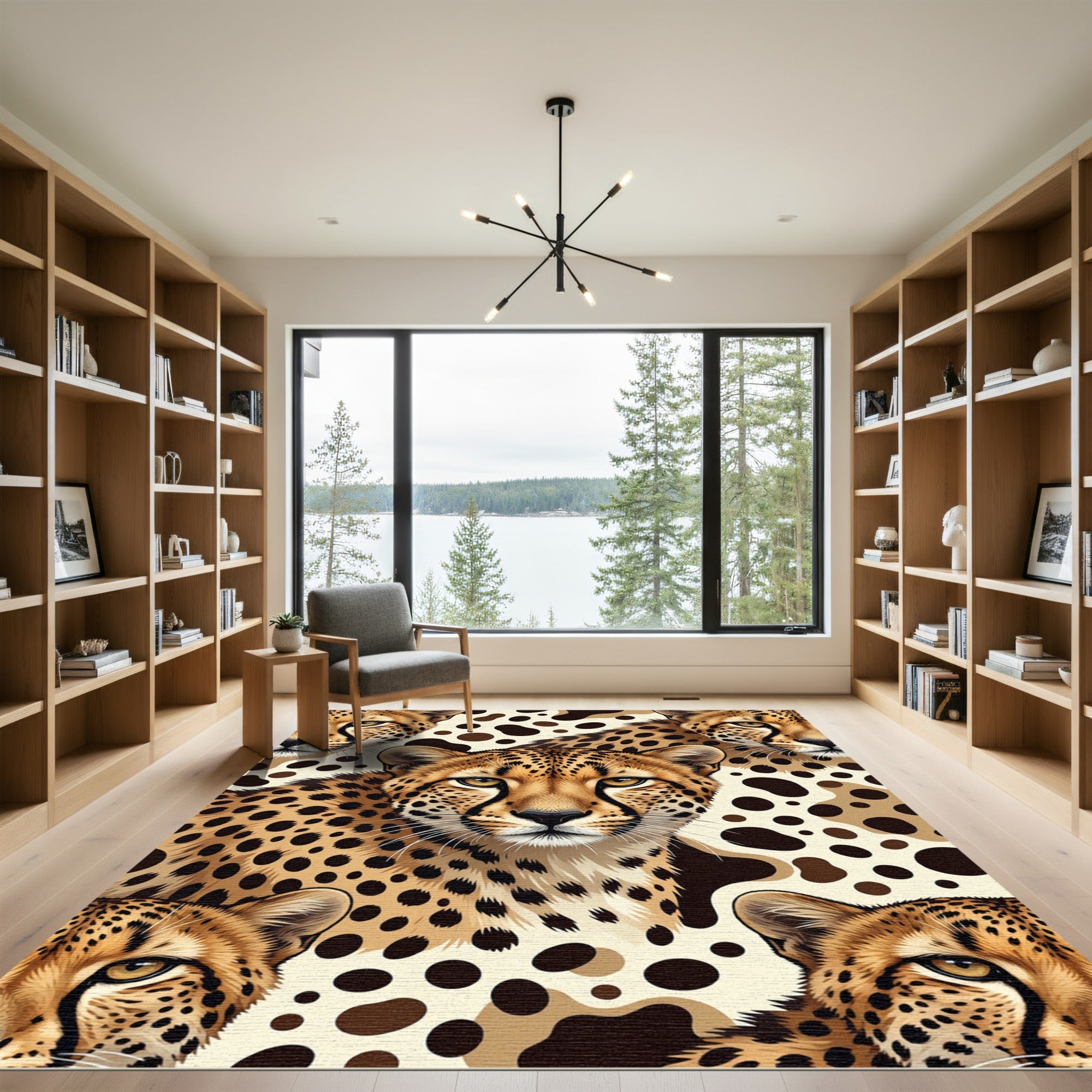 Bold Cheetah Spots and Faces Rug