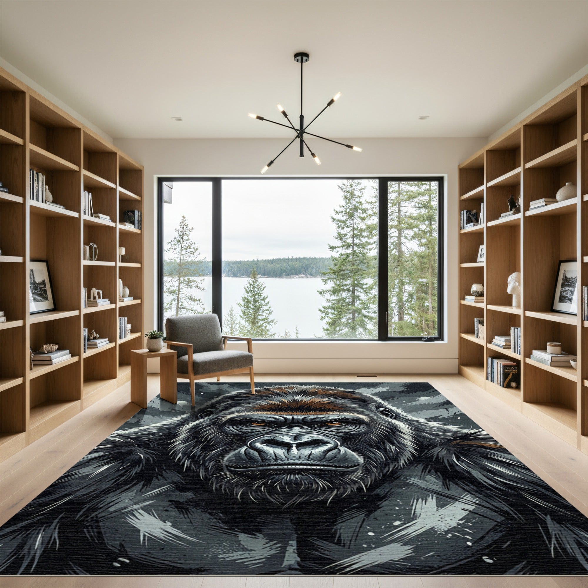 Majestic Silverback Gorilla Portrait Art Rug