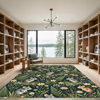 Whimsical Mice and Meadow Flower Field Rug