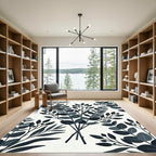 Dark Botanical Eucalyptus Leaf Charcoal Backdrop Rug