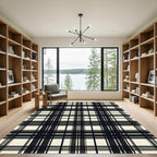 Minimalist Black and Cream Plaid Rug