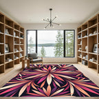 Vivid Coral Plum Floral Burst Rug