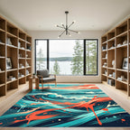 Abstract Sunset Ocean Wave Rug