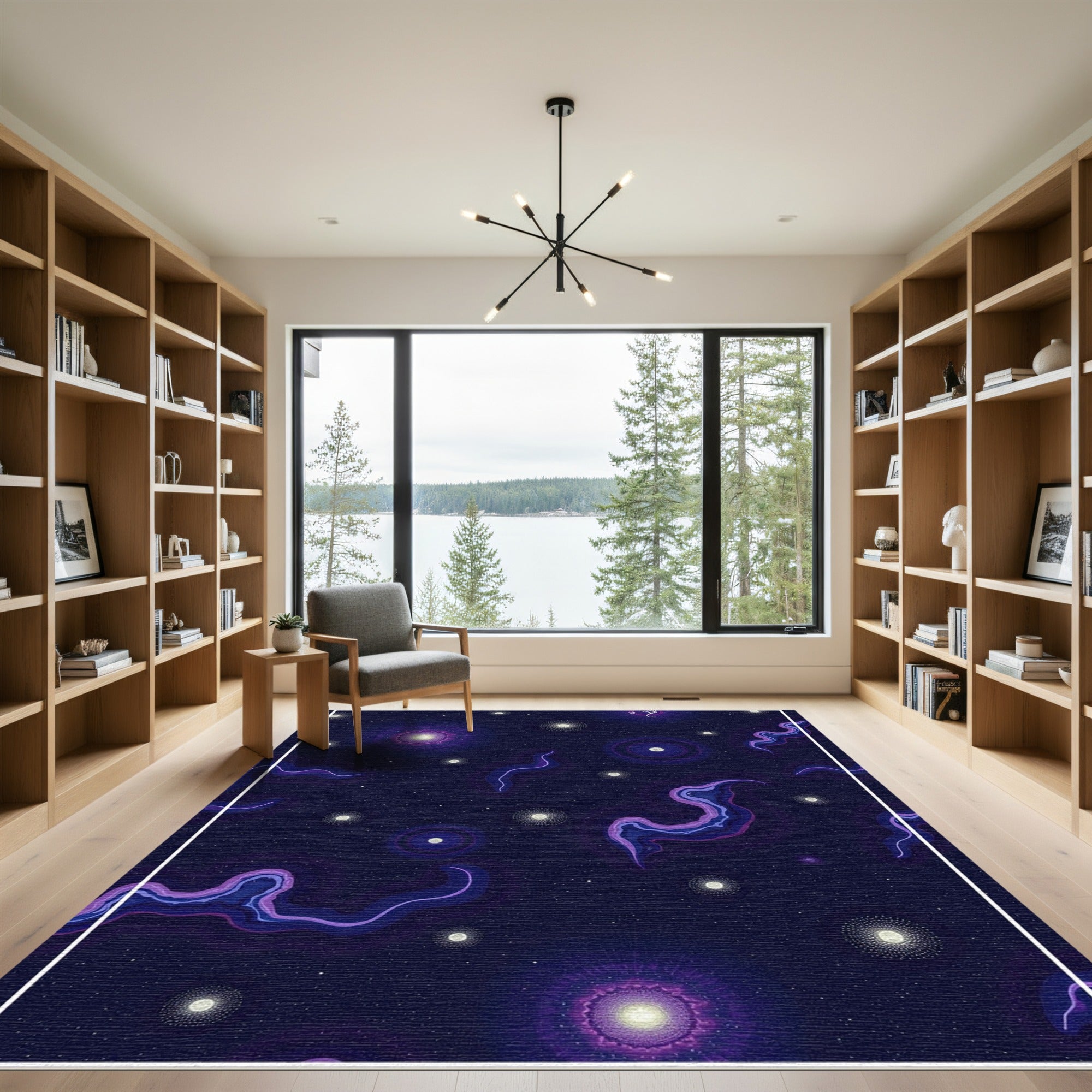 Cosmic Purple Swirl Galaxy Rug
