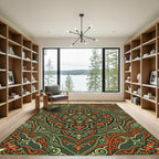 Deep Forest Ornate Mandala Rug