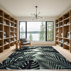 Monstera Palm Dark Forest Panorama Rug
