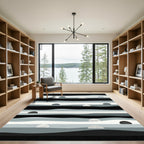 Minimalist Monochrome Wavy Shell Coastal Rug