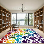 Vibrant Rainbow Animal Paw Trail Rug