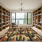 Desert Landscape Cacti Pattern Rug