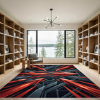 Dynamic Geometric Crimson Arrow Energy Rug