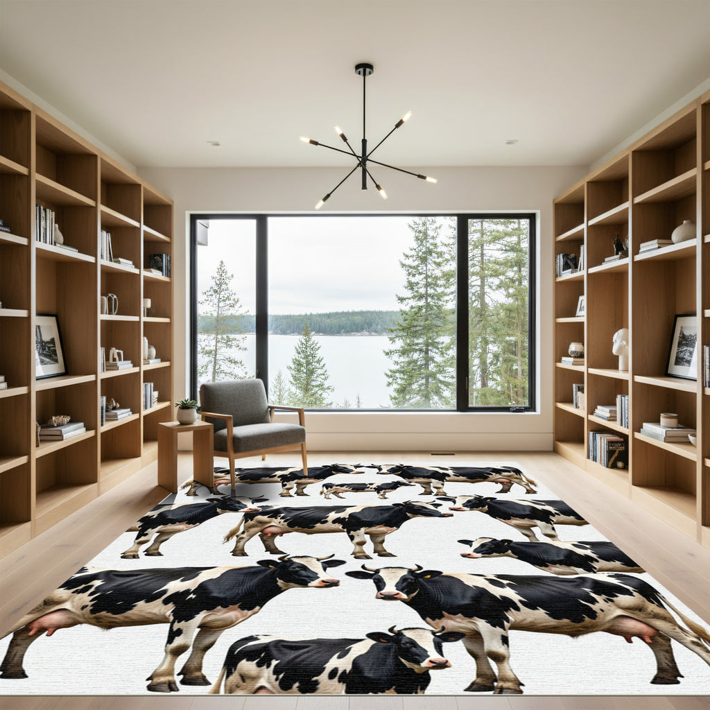 Monochromatic Black and White Holstein Cow Herd Rug