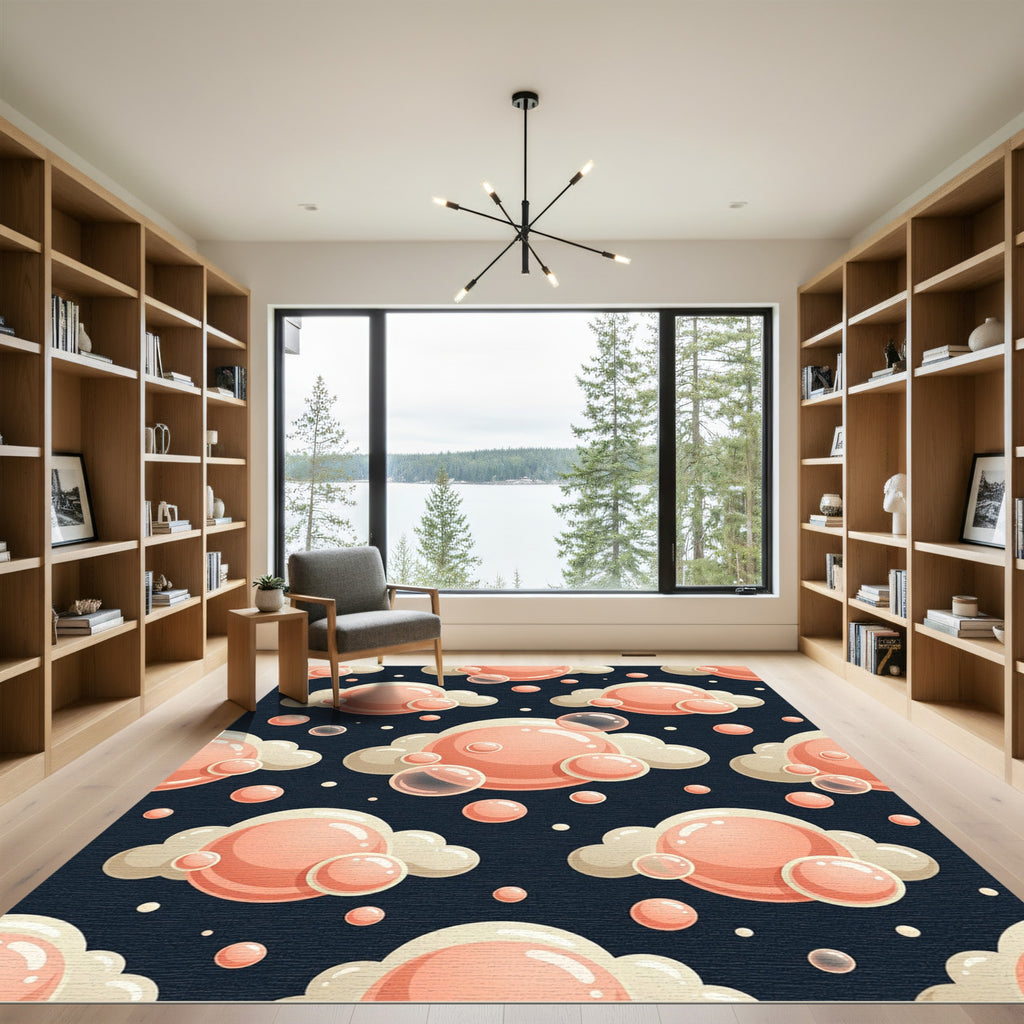 Playful Peach Bubble Cloud Art Rug