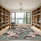 Elegant Pink Cherry Blossom Branch Rug