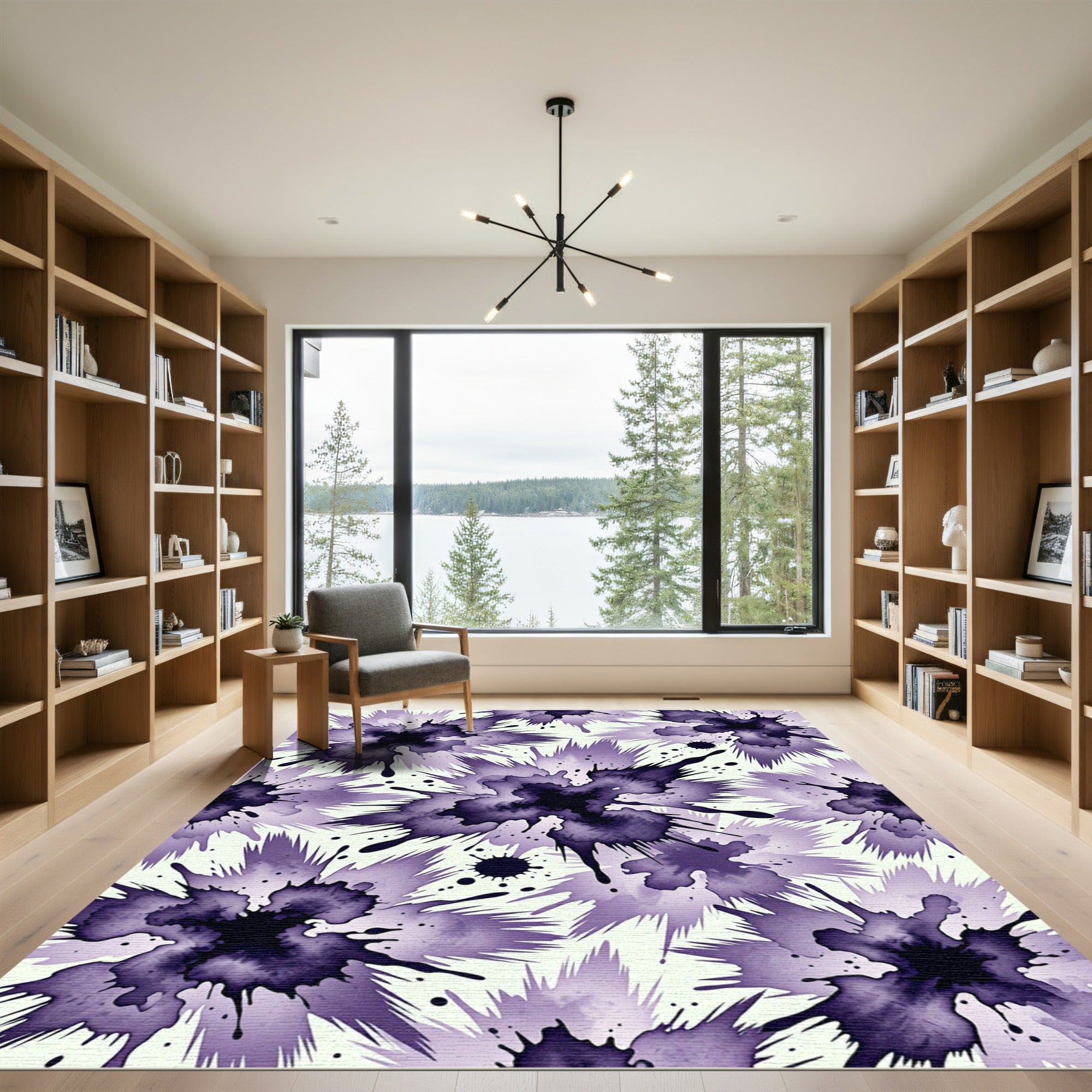 Dark Violet Watercolor Ink Splash Rug