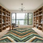 Earth Tones Zigzag Geometric Stripes Rug