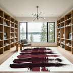 Deep Burgundy Abstract Horizontal Brushstrokes Rug