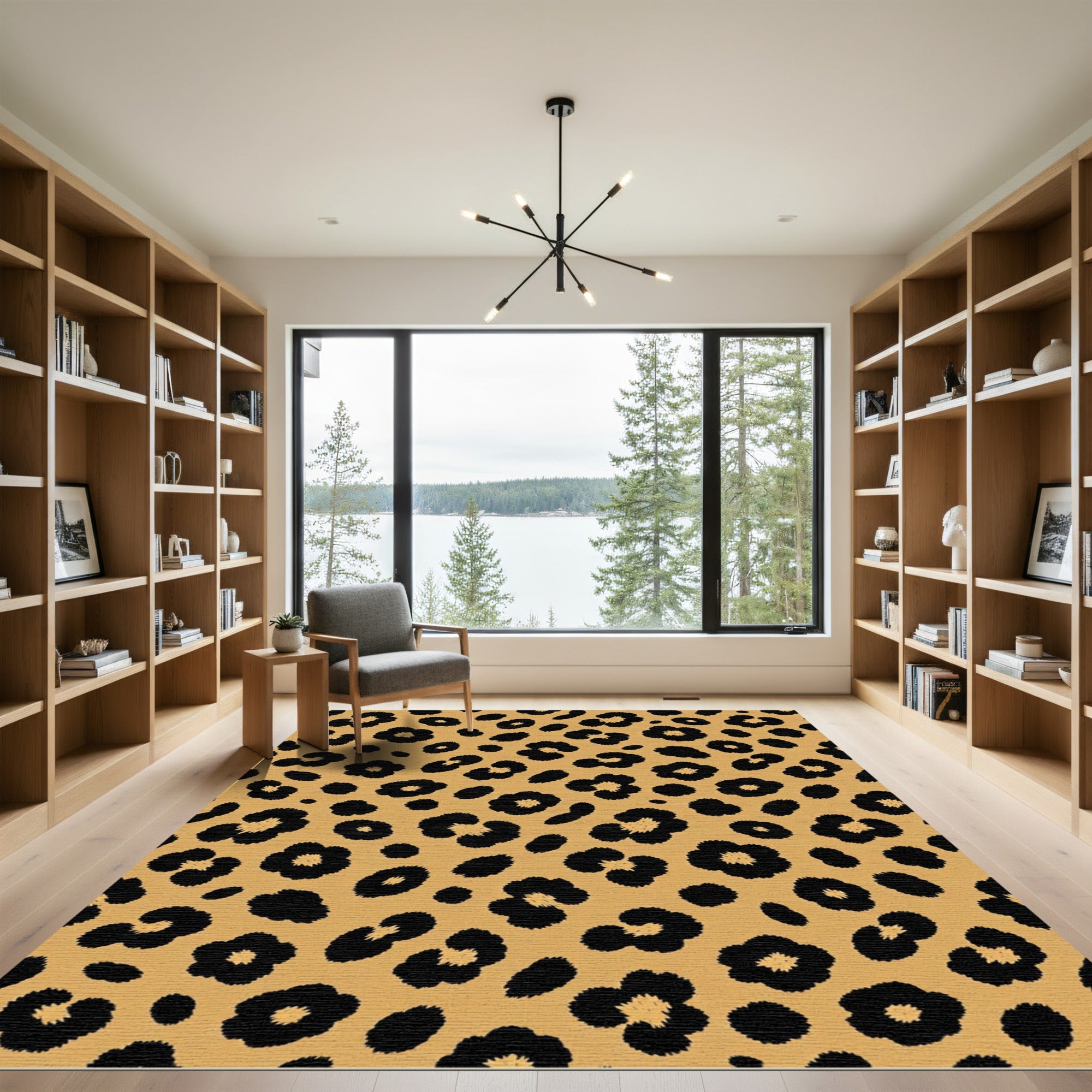 Golden Black Spotted Leopard Rug