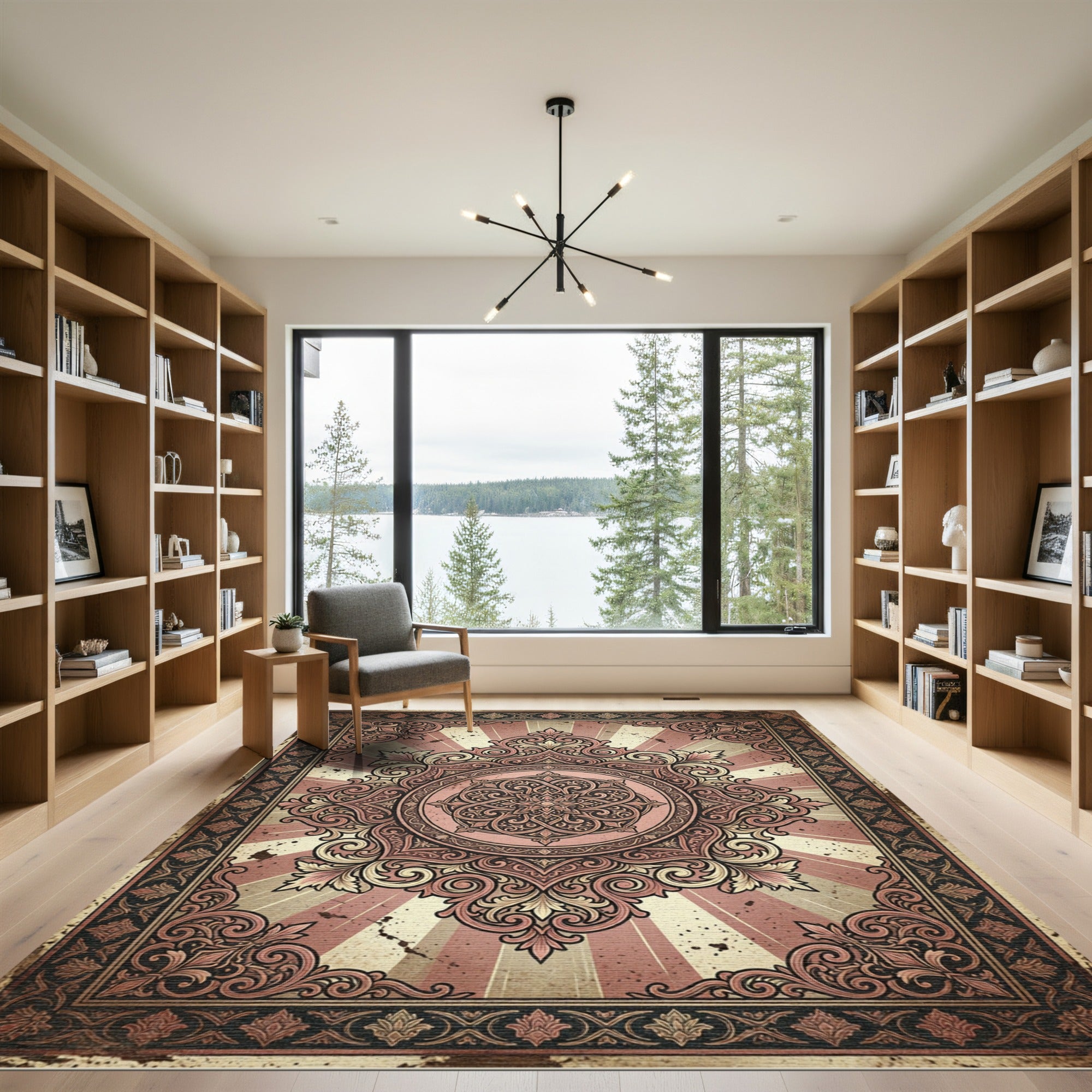 Vintage Rose Medallion Sunburst Rug