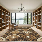 Elegant Bronze Clover Scallop Floral Rug