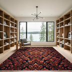 Ornate Burnt Orange Damask Scroll Rug