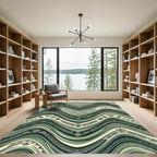 Sage Green Chevron Tribal Waves Rug