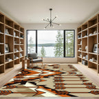 Bold Orange Arrow Geometric Composition Rug