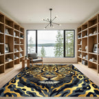 Majestic Golden Leopard Face Art Rug