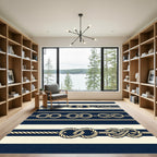 Navy and Cream Nautical Rope Stripe Rug