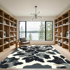 Monochromatic Feathered Floral Bloom Rug