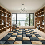 Gray Beige Volumetric Squares Rug