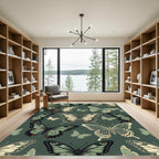 Sage Green Whimsical Butterfly Garden Rug